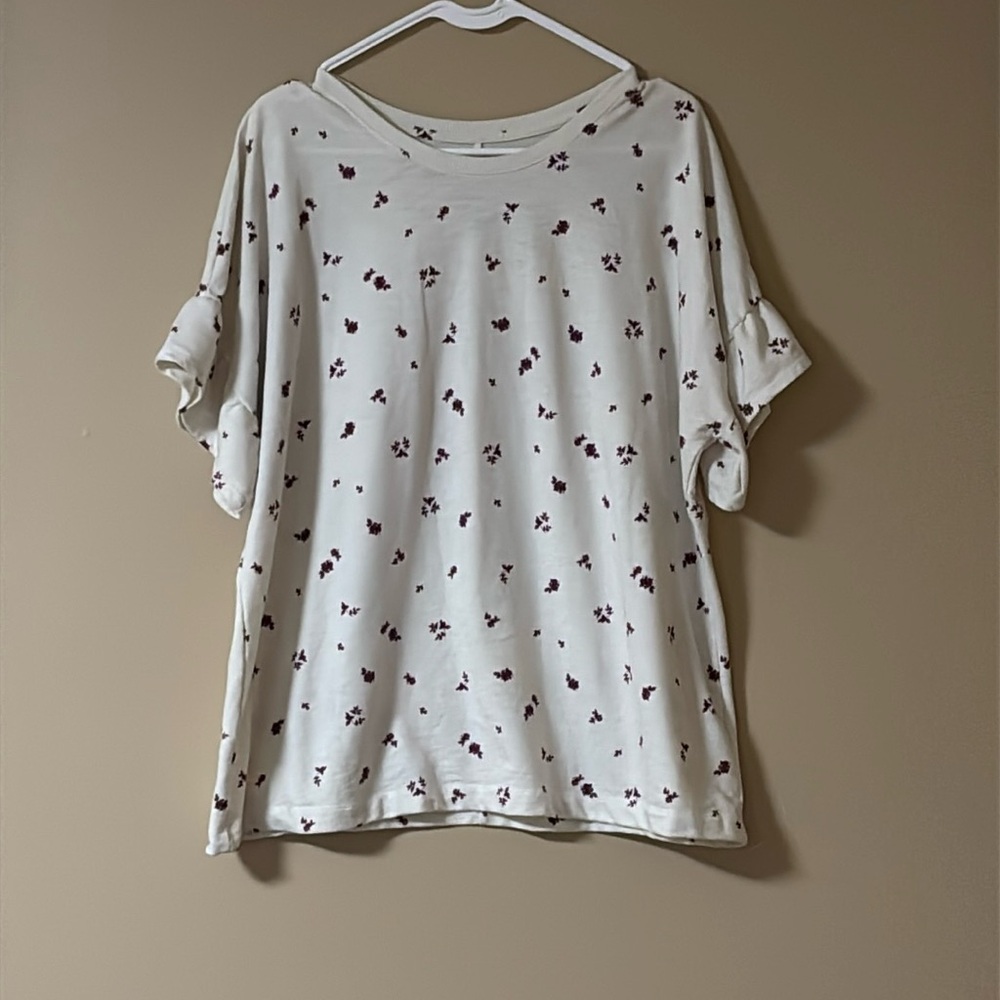 Sonoma XL White Floral Print Short Sleeve Women’s Top